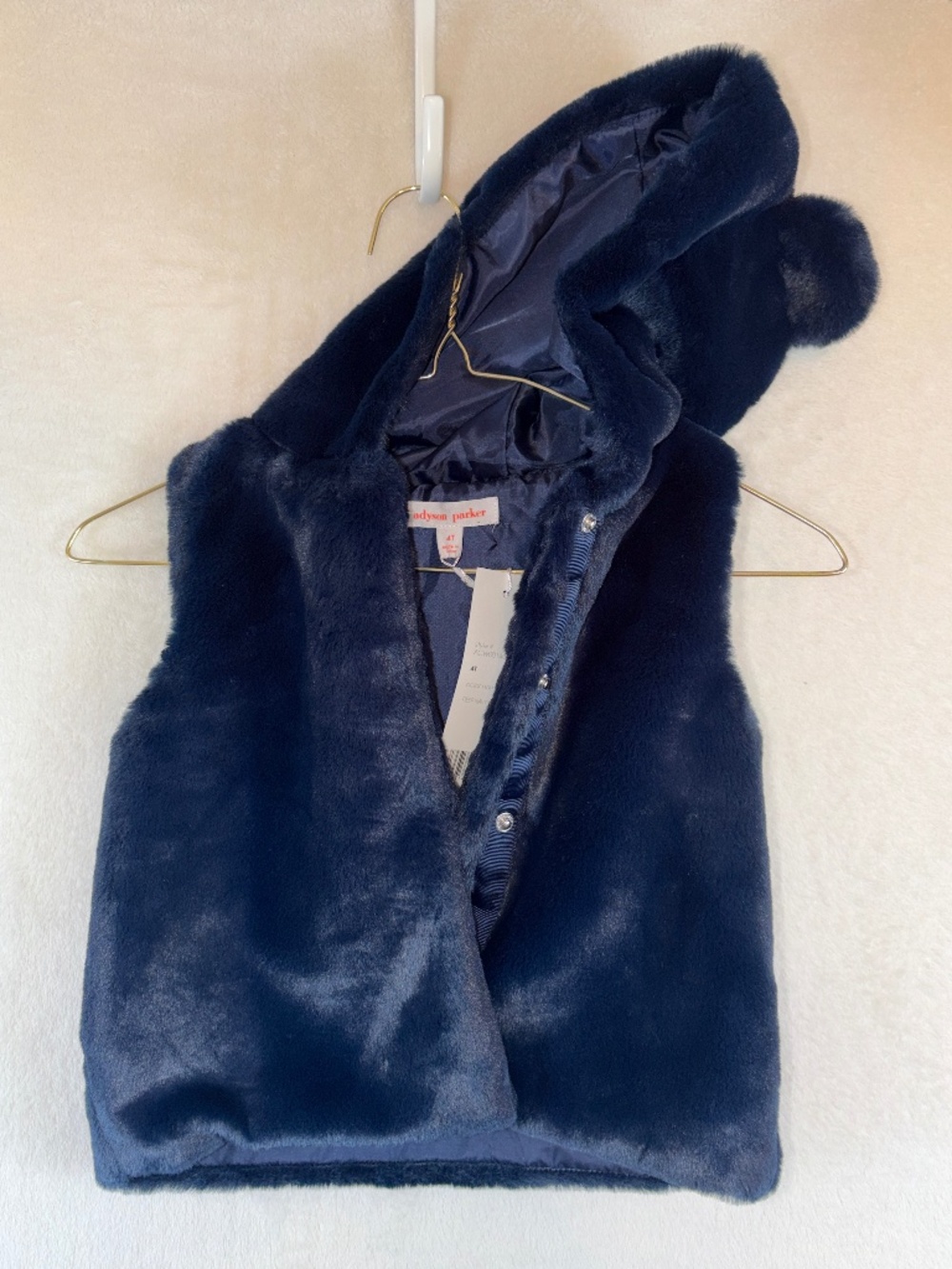 NWT Adyson Parker Faux Blue Vest Kids Size 4T Hood Ears